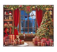 Luminora 10x8ft Winter Christmas Window Backdrop Wooden House Background