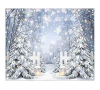 Luminora 10x8ft Winter White Snow Forest Christmas Tree Wonderland Backdrop
