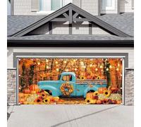 Luminora 1PC 16x7ft Fall Thanksgiving Forest Truck Garage Door Banner Decor Autumn Harvest Pumpkin Maple Leaves Sunflower Backdrop Cover Outdoor Party Supplies