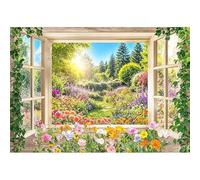 Luminora 2.1 x 1.5 m Spring Backdrop Windowsill Garden Photography Background Green Plants Birthday Polyester Party Decoration Banner Studio Accessories
