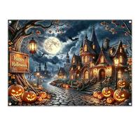 Luminora 2.1x1.5m Halloween Haunted House Backdrop, Moonlight Backdrop, Autumn Horror Theme Decorative Banner, Photo Booth Props for Gothic Castle Theme Party