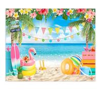 Luminora 3 x 2.43m Hawaii Summer Beach Backdrop Photography Background Tropical Flowers by the Sea Buoy Polyester Decoration Banner Party Studio Accessories