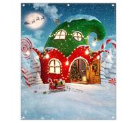 Luminora 3 x 8 m Winter Background Christmas Village Snow Cedar Forest Elk Background Candy Merry Christmas Birthday Baby Shower Decor Party Photo Banner