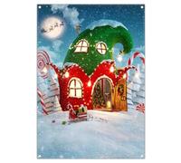 Luminora 5x7ft Winter Cartoon Christmas Village Backdrop Snow Cedar
