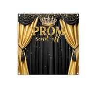 Luminora 6x6ft Prom Night Send-Off Backdrop 2026 Graduation Black Gold Congrats Grad Background Class of 2026 Decoration High School College Photo Banner Props