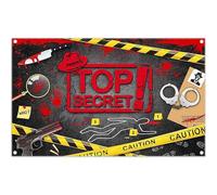 Luminora 72x43 inch Top Secret Theme Background Detective Mystery Solving Magnifier Cordon Handprint Background Kids Adults Party Decor Photo Banner Props