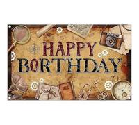 Luminora 72x43 inch Vintage Detective Themed Birthday Backdrop Retro Steampunk Camera Gramophone Background Boys Birthday Party Decor Photo Banner Props