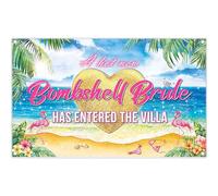 Luminora 72x43inch A Hot New Bombshell Bride Has Entered The Villa Backdrop Hawaiian Beach Palm Trees Flamingo Background Leisure Tourism Decor Photo Banner Props