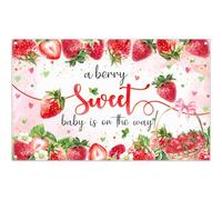 Luminora 72x43inch Baby Shower Strawberry Backdrop A Berry Sweet Baby is On The Way Background Girls Birthday Party Decorations Banner Photo Props Booth