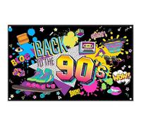 Luminora 72x43inch Back To The 90's Backdrop Retro Hip-hop Disco Graffiti Wall Background Fashion Themed Birthday Party Decoration Photo Booth Banner Props