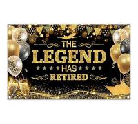 Luminora 72x43inch Black Gold Happy Retirement Backdrop Balloons Goblet Background Retirement Farewell Party Decoration Men Women Photo Banner Props