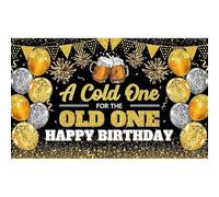 Luminora 72x43inch Black Golden Happy Birthday Men Backdrop A Cold One For The Old One Balloon Beer Whiskey Background Decor Adult Photo Banner Props