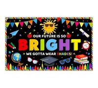 Luminora 72x43inch Black Kindergarten Graduate Backdrop Our Future is So Bright Background 2025 Colorful Preschool School Kids Prom Party Decorations Banner