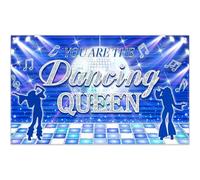 Luminora 72x43inch Blue Disco You Are the Dancing Queen Backdrop Shinny Disco Ball Spotlight Music Stage Background Kids Party Banner Photo Props Booth