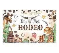 Luminora 72x43inch Brown Western My First Rodeo Backdrop Horse Cow Skull Desert Cactus Stetson Cowboy Boots Background Cowboy Decor Photo Banner Prop