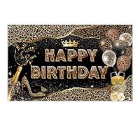 Luminora 72x43inch Cheetah Birthday Backdrop Leopard Print Crown Balloon Party Background Jungle Safari Animal Gift for Girls Decoration Photo Banner Props