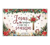 Luminora 72x43inch Christmas Jesus is The Reason For The Season Backdrop Xmas Trees Cross Bible Gifts Background Christmas Eve Decor Photo Banner Props