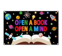 Luminora 72x43inch Fabric Reading Backdrop World Book Day Classroom Photography Background Elementary Library Bulletin Board Decorations Kids Photo Banner Props