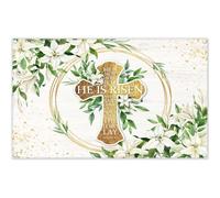 Luminora 72x43inch Fabric Spring Easter He is Risen Backdrop Jesus Religious Christian Cross Background Church Festival Party Decorations Photo Banner Props