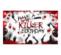 Luminora 72x43inch Halloween Have A Killer Birthday Backdrop Zombie Eyeball To Axe Blood Handprint Eyeball Background Horror Bloody Decor Photo Banner Props