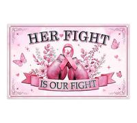 Luminora 72x43inch Her Fight is Our Fight Backdrop Pink Ribbon Boxing Gloves Flowers Breast Cancer Awareness Month Background Women Health Decor Photo Banner Props