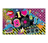 Luminora 72x43inch I Love 80's Retro Photography Backdrop Back to The 80's Disco Hip Hop Graffiti Background Rock Party Decorations Banner Photo Booth