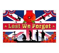 Luminora 72x43inch Lest We Forget Backdrop Remember Heros Mourn Soldier Red Poppy Flowers Background Remembrance Day Decor Photo Banner Props