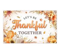Luminora 72x43inch Let's be Thankful Together Backdrop Pumpkin Flowers Fall Crop Maple Leaves Background Harvest Family Thanks Giving Decor Photo Banner Props