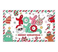 Luminora 72x43inch Merry Christmas Backdrop Santa Claus Gingerbread Men Christmas Trees Snowmen Background Colorful Festive Decoration Photo Banner Props