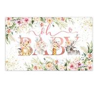Luminora 72x43inch Oh Baby Safari Jungle Backdrop Wild Animals Pink Floral Background Birthday Gender Neutral Baby Shower Party Decorations Banner Photo Props