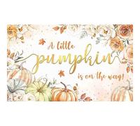 Luminora 72x43inch Orange A Little Pumpkin is On The Way Backdrop Watercolor Gilded Flowers Maple Leaves Background Baby Shower Decor Photo Banner Props