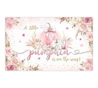 Luminora 72x43inch Pink A Little Pumpkin is On The Way Backdrop Watercolor Gilded Flowers Background Baby Shower Kids Birthday Decor Photo Banner Props