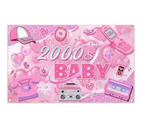 Luminora 72x43inch Pink Y2K Early 2000s Baby Backdrop Retro Party I Love 00's Single Women Girls Kids Fashion Background Birthday Decoration Photo Banner Props