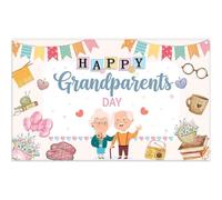 Luminora 72x43inch Polyester Happy Grandparents Day Backdrop Watercolor Cute Grandma Grandpa Background Family Gatherings Party Banner Decorations Photo Booth Props