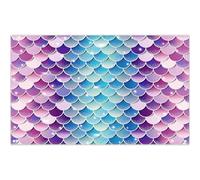 Luminora 72x43inch Purple Green Glitter Scales Backdrop Under The Sea Background Kids Girls Birthday Party Decorations Princess Baby Shower Photo Banner