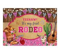 Luminora 72x43inch Rose red My 1st Rodeo Backdrop Western Cowgirls Boots Guitar Cactus Flowers Background Kids Birthday Party Photo Booth Banner Props