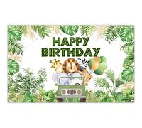 Luminora 72x43inch Safari Jungle Happy Birthday Backdrop Wild Animals Green Palm Leaves Background Birthday Baby Shower Party Decorations Banner Photo Props