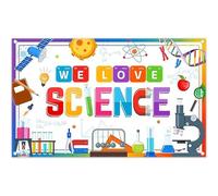 Luminora 72x43inch Science Theme Backdrop Chemistry Math Geometry Physics Background Online Teaching Course Back to School Party Decorations School Research Photo Banner Props