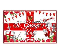 Luminora 72x43inch St. George's Day Backdrop Cloth Red White Cross Roses Knight Flags Background England National Day Party Decoration Photo Banner Props