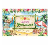 Luminora 72x43inch Summer Aloha Happy Retirement Backdrop Hawaiian Tropical Palm Tree Beach Floral Farewell Background Luau Party Decorations Banner Photo Booth