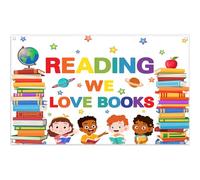 Luminora 72x43inch White World Book Day Reading Backdrop Classroom Library Photography Background Students Kids Elementary Decorations Photo Banner Booth Props