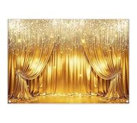 Luminora 7x5ft 2D Digital Printing Luxury Gold Curtain Backdrop Shiny Crystal Beaded Drape Stage Background Wedding Birthday Party Event Decorations Photo Banner Props
