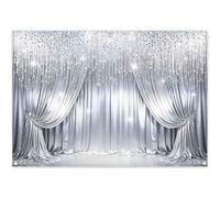 Luminora 7x5ft 2D Digital Printing Luxury Silver Curtain Backdrop Shiny Crystal Beaded Drape Stage Background Wedding Birthday Party Event Decoration Photo Banner Props