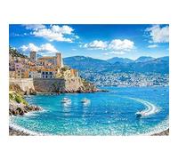 Luminora 7x5ft Amalfi Coast Mountain Houses Blue Ocean Scenery Backdrop