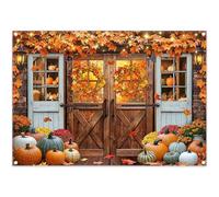 Luminora 7x5ft Autumn Country Barn Wood Door Backdrop Pumpkin Flowers Fall Maple Forest Background Harvest Family Thanks Giving Decor Photo Banner Props