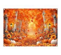 Luminora 7x5ft Autumn Maple Forest Backdrop Pumpkin Sunflower Fall Crop Harvest Jungle Path Background Wonderland Family Thanks Giving Decor Photo Banner Props