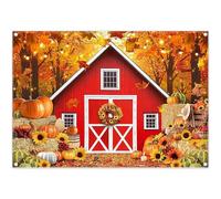 Luminora 7x5ft Autumn Maple Forest Red Farm Barn Backdrop Orange Fall Pumpkin Haystack Sunflower Background Harvest Thanksgiving Kids Decoration Photo Banner Props