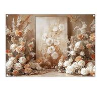 Luminora 7x5ft Boho Floral Wedding Backdrop Yellow White Roses Oil Painting Frame Photography Background Bridal Shower Anniversary Party Decor Photo Banner Props