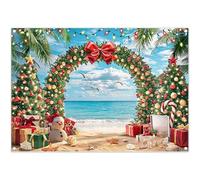 Luminora 7x5ft Christmas Beach Backdrop Tropical Hawaiian Palm Trees Snowman Starfish Background July Christmas Family Party Decoration Photo Banner Props