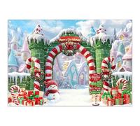 Luminora 7x5ft Christmas Castle Elf Village Snowy Gingerbread Backdrop | Polyester Fabric, Tapestry, Snowman Archway Pattern, Winter New Year Party Supplies, Banner Decorations, Outdoor Photo Booth
